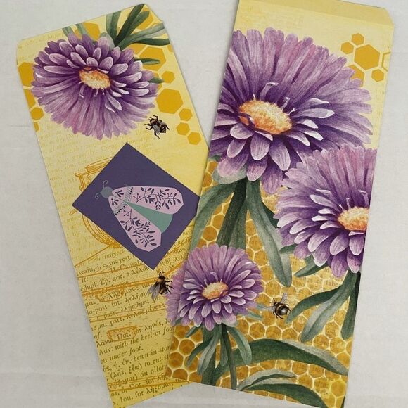 SET OF 6 HANDCRAFTED SLIM LINE FLORAL CARDS - Picture 11 of 15